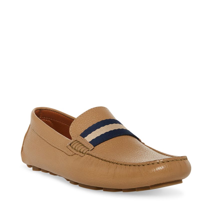 Light Brown Steve Madden Baz Leather Men's Loafers | PH 5794KIO